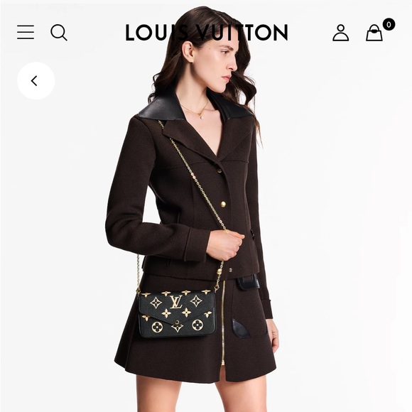 Louis Vuitton Felicie Pochette Bag Black and Beige - Picture 10 of 11